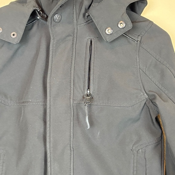 Soft Shell Mixed Media Boys Black Winter Jacket with Zip Off Hood; Size 7 - Picture 9 of 14